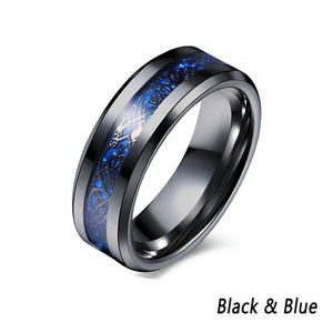 New European Titanium Steel Inlay Silver Dragon Piece Retro Stainless Steel Dragon Tattoo Couple Ring Men's Slimming  Ring