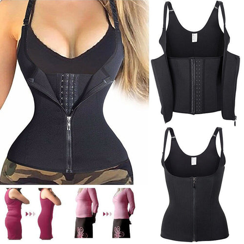 High Quality Women Body Shaper Sweat Vest Sauna Neoprene Slimming Waist Trainer Cincher Front Closure MD99