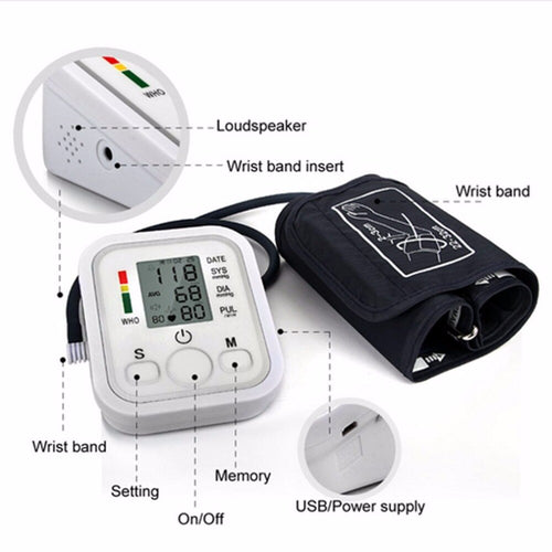 Arm Type Electric Voice Tonometer Meter Health Care 99 Memory Sets Blood Pulse Pressure Monitor Household Sphygmomanometer New